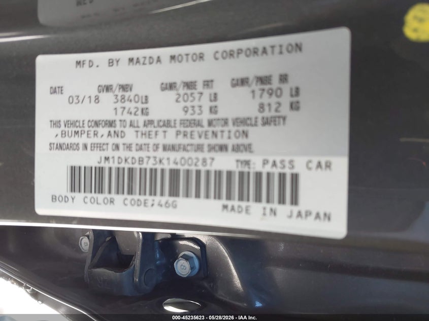 2019 Mazda Cx-3 VIN JM1DKDB73K1400287 IAAI salvage auction — LEFT SIDE, Salvage (Texas), sold $2,325 on 2026-07-29 (photo 9)
