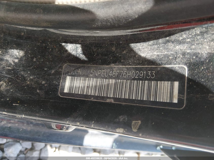 2006 Hyundai Sonata VIN 5NPEU46F76H029133 IAAI salvage auction — ALL OVER, Salvage (Mississippi), sold $200 on 2026-07-10 (photo 9)