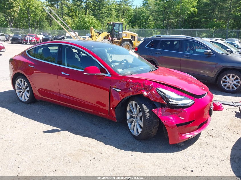 2018 Tesla Model 3 VIN 5YJ3E1EB0JF065397 IAAI salvage auction — RIGHT FRONT, Salvage Title, sold $5,200 on 2026-08-22 (photo 1)