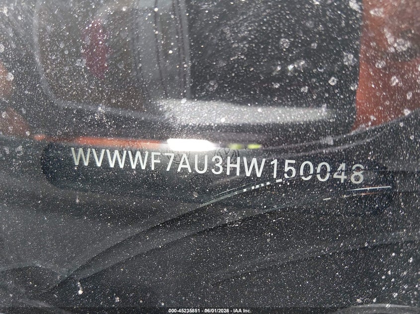 2017 Volkswagen Golf r VIN WVWWF7AU3HW150048 IAAI salvage auction — FRONT & REAR, Salvage Title, sold $1,900 on 2026-07-23 (photo 9)