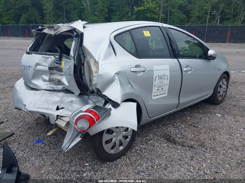 2014 Toyota Prius c VIN JTDKDTB34E1079728 IAAI salvage auction — REAR END, Salvage (South Carolina), sold $500 on 2026-07-08 (photo 4)