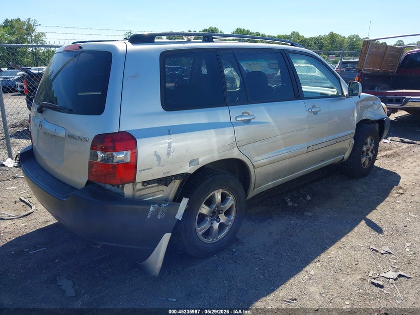 2005 Toyota Highlander VIN JTEEP21A350095368 IAAI salvage auction — SIDE, Clear (Virginia), sold $850 on 2026-07-13 (photo 4)