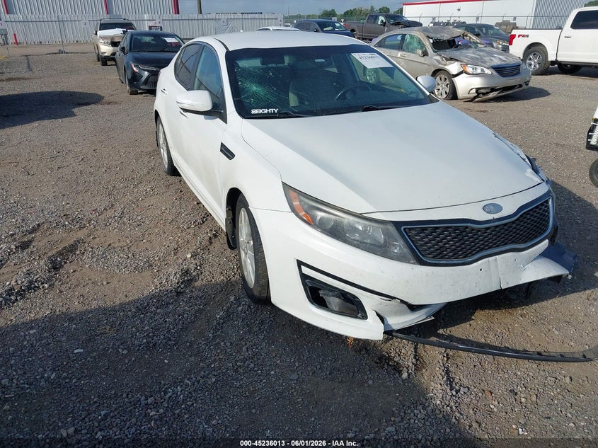 2014 Kia Optima VIN 5XXGN4A71EG336734 IAAI salvage auction — LEFT FRONT, Salvage Title, sold $350 on 2026-07-08 (photo 1)