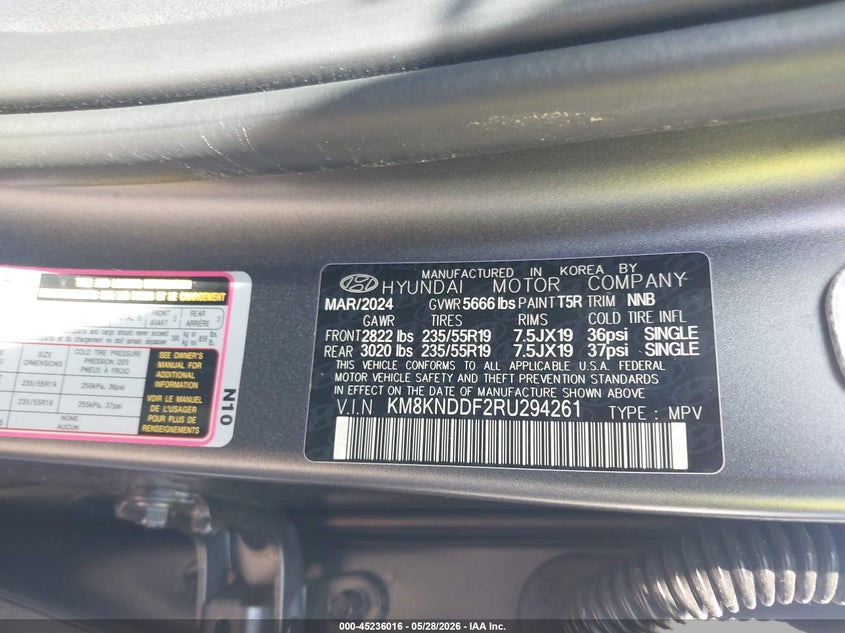 2024 Hyundai Ioniq 5 VIN KM8KNDDF2RU294261 IAAI salvage auction — FRONT END, Salvage Title, sold $6,950 on 2026-07-23 (photo 9)