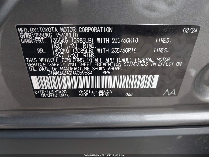 2024 Subaru Solterra VIN JTMABABA2RA059584 IAAI salvage auction — FRONT END, Salvage Title, sold $8,900 on 2026-07-31 (photo 9)