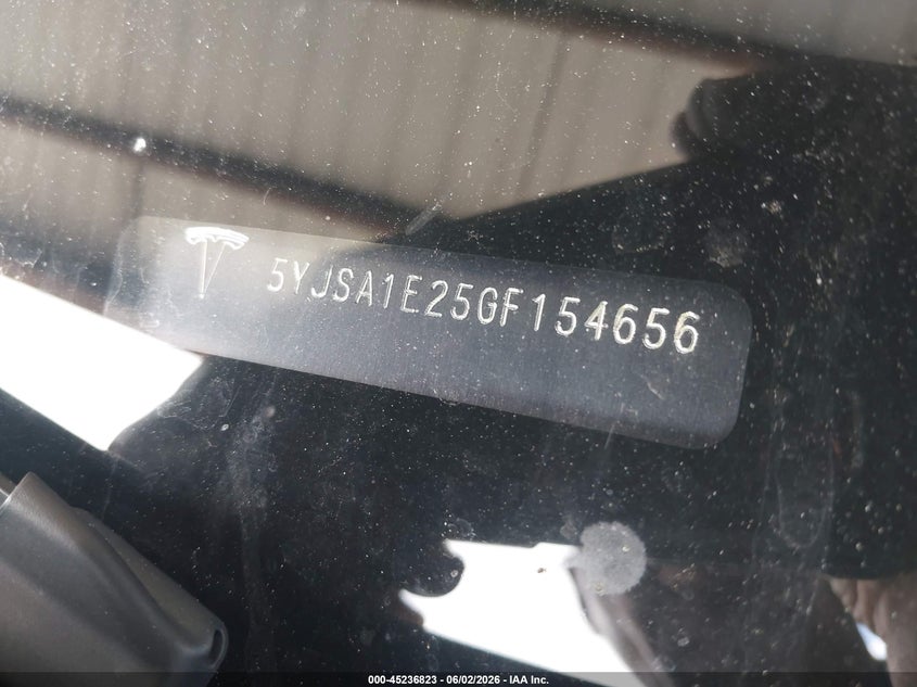 2016 Tesla Model s VIN 5YJSA1E25GF154656 IAAI salvage auction — FRONT END, Original (Texas), sold $4,500 on 2026-07-31 (photo 9)