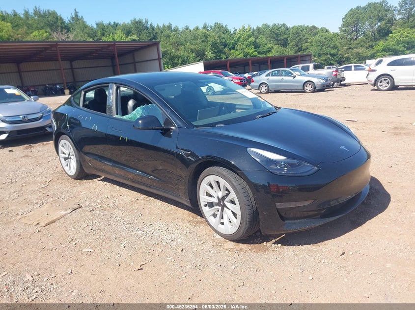 2022 Tesla Model 3 VIN 5YJ3E1EB8NF189813 IAAI salvage auction — RIGHT SIDE, Salvage Title, sold $8,550 on 2026-07-16 (photo 1)