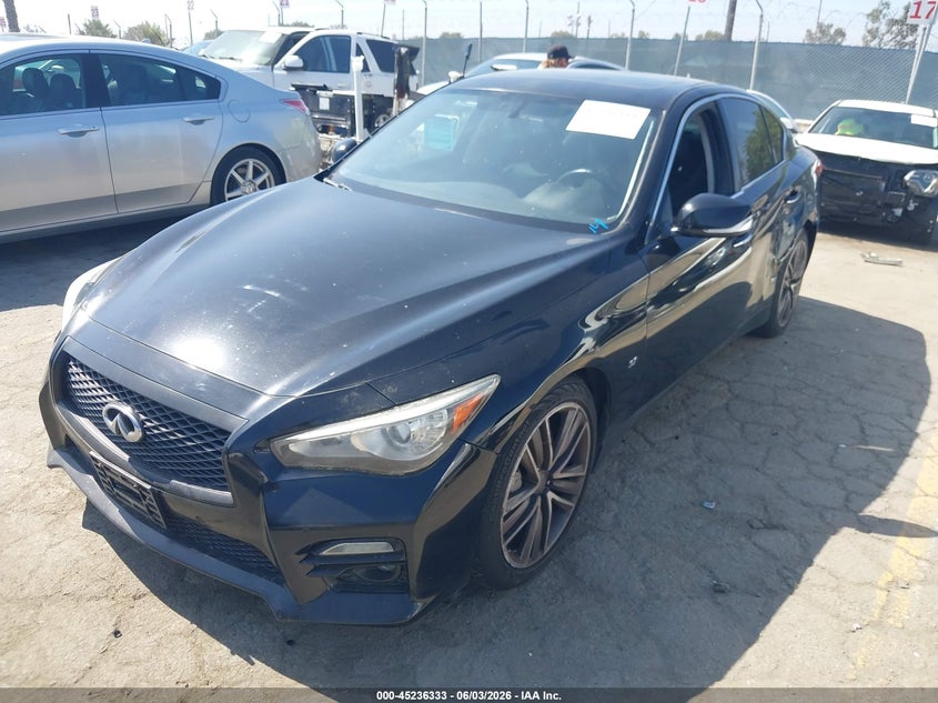 2014 Infiniti Q50 VIN JN1BV7AP2EM685040 IAAI salvage auction — LEFT SIDE, Salvage Title, sold $3,200 on 2026-07-08 (photo 2)