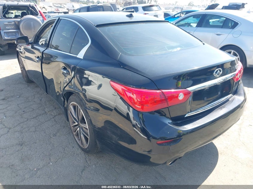 2014 Infiniti Q50 VIN JN1BV7AP2EM685040 IAAI salvage auction — LEFT SIDE, Salvage Title, sold $3,200 on 2026-07-08 (photo 3)