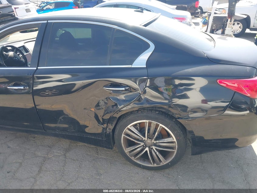 2014 Infiniti Q50 VIN JN1BV7AP2EM685040 IAAI salvage auction — LEFT SIDE, Salvage Title, sold $3,200 on 2026-07-08 (photo 6)