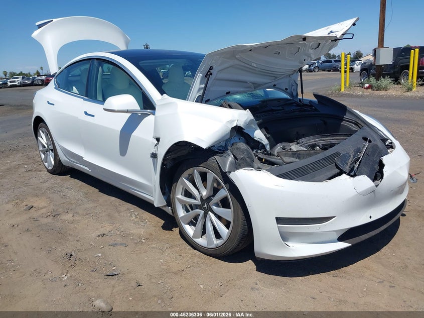 2018 Tesla Model 3 VIN 5YJ3E1EA5JF169701 IAAI salvage auction — RIGHT FRONT, Salvage Title, sold $2,850 on 2026-07-10 (photo 1)