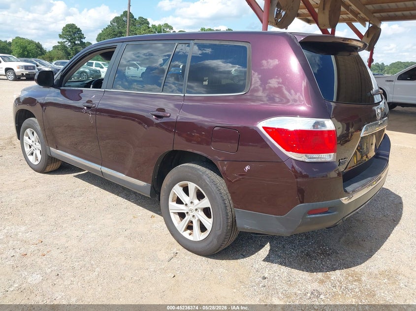 2013 Toyota Highlander VIN 5TDZK3EH9DS101509 IAAI salvage auction — SIDE, Salvage Title, sold $1,600 on 2026-07-30 (photo 3)
