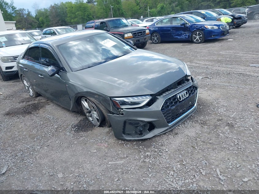 2023 Audi A4 VIN WAUEAAF43PN009451 IAAI salvage auction — RIGHT SIDE, Salvage Title, sold $7,650 on 2026-09-01 (photo 1)