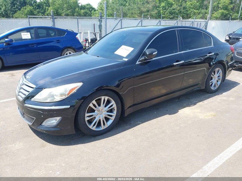 2014 Hyundai Genesis VIN KMHGC4DD6EU263308 IAAI salvage auction — RIGHT FRONT, Salvage (Mississippi), sold $1,350 on 2026-07-09 (photo 2)