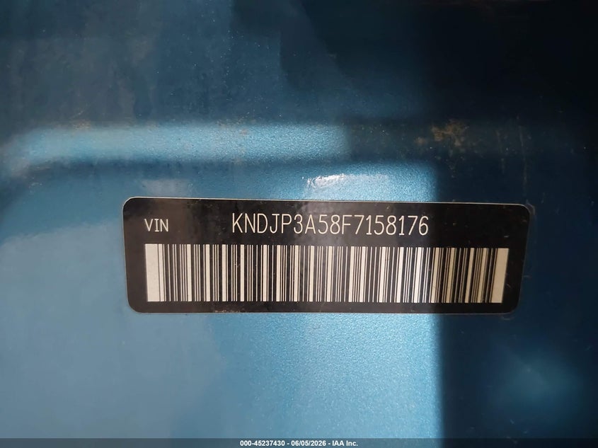 2015 Kia Soul VIN KNDJP3A58F7158176 IAAI salvage auction — LEFT SIDE, Salvage Title, sold $1,450 on 2026-07-07 (photo 9)