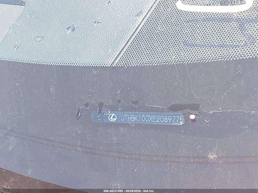 2014 Lexus VIN JTHBK1GGXE2089775 IAAI salvage auction — FRONT END, Salvage Title, sold $2,650 on 2026-07-08 (photo 9)