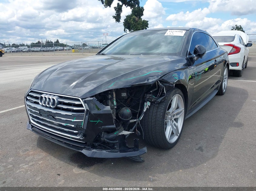 2018 Audi A5 VIN WAUTNAF57JA101858 IAAI salvage auction — LEFT FRONT, Salvage Title, sold $5,300 on 2026-07-07 (photo 2)
