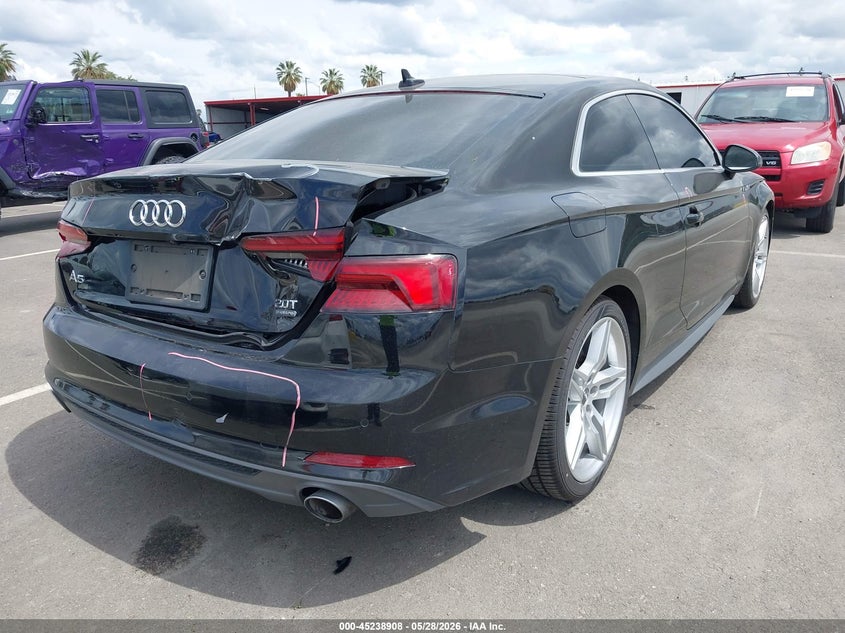 2018 Audi A5 VIN WAUTNAF57JA101858 IAAI salvage auction — LEFT FRONT, Salvage Title, sold $5,300 on 2026-07-07 (photo 4)