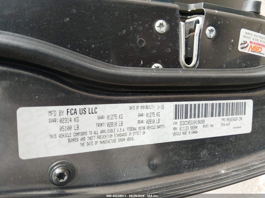 2016 Chrysler 300c VIN 2C3CCAEG1GH190269 IAAI salvage auction — SIDE, Salvage Title, sold $1,650 on 2026-07-31 (photo 9)