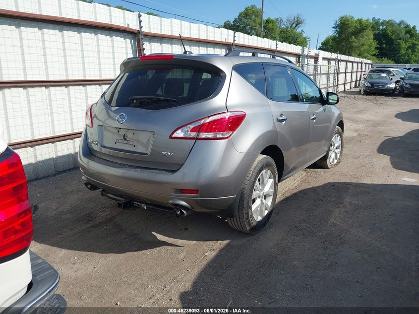 2012 Nissan Murano VIN JN8AZ1MU2CW102421 IAAI salvage auction — LEFT & RIGHT, Salvage Title, sold $400 on 2026-07-13 (photo 4)