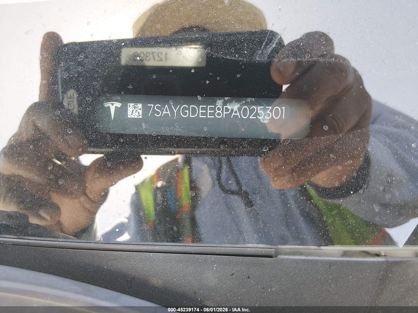 2023 Tesla Model y VIN 7SAYGDEE8PA025301 IAAI salvage auction — LEFT FRONT, Salvage (California), sold $9,325 on 2026-07-29 (photo 9)
