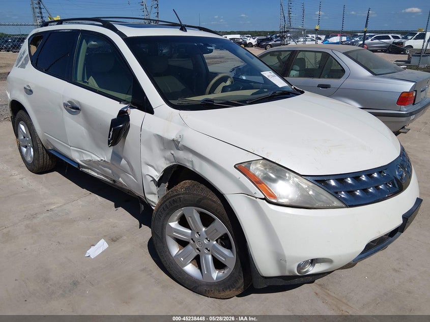 2007 Nissan Murano VIN JN8AZ08WX7W648377 IAAI salvage auction — LEFT & RIGHT, Salvage (Texas), sold $25 on 2026-07-14 (photo 1)