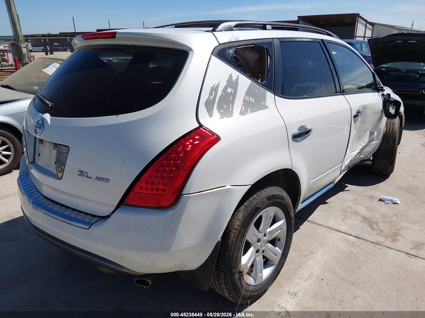 2007 Nissan Murano VIN JN8AZ08WX7W648377 IAAI salvage auction — LEFT & RIGHT, Salvage (Texas), sold $25 on 2026-07-14 (photo 4)