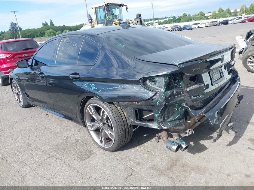 2021 BMW 5er VIN WBA13BK01MCF15677 IAAI salvage auction — LEFT REAR, Salvage (Oregon), sold $22,400 on 2026-08-13 (photo 3)