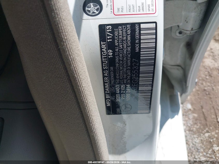 2014 Mercedes-benz VIN WDDGF4HB2EG255327 IAAI salvage auction — FRONT END, Salvage (Texas), sold $1,350 on 2026-07-29 (photo 9)