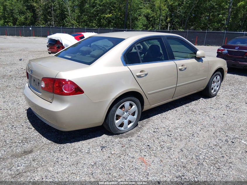 2008 Kia Optima VIN KNAGE123885222584 IAAI salvage auction — LEFT SIDE, Salvage (South Carolina), sold $425 on 2026-07-29 (photo 4)