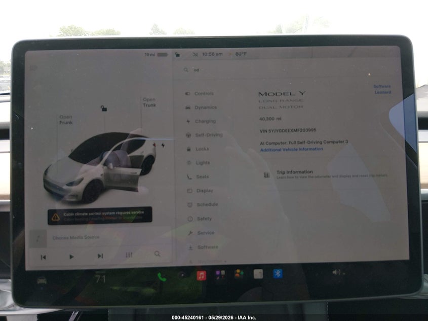 2021 Tesla Model y VIN 5YJYGDEEXMF203995 IAAI salvage auction — FRONT END, Salvage Title, sold $6,300 on 2026-07-12 (photo 7)