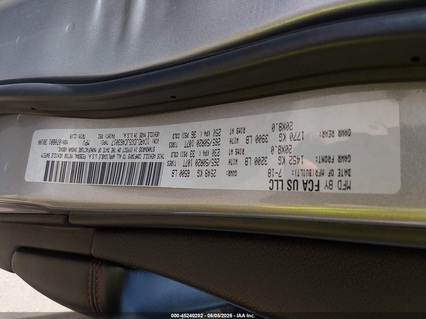 2018 Dodge Durango VIN 1C4RDJDG5JC463017 IAAI salvage auction — SIDE, Salvage Title, sold $5,900 on 2026-07-22 (photo 9)