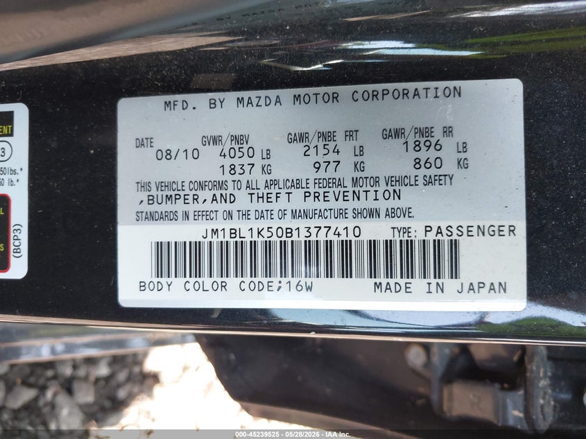 2011 Mazda 3 VIN JM1BL1K50B1377410 IAAI salvage auction — FRONT END, Clear (Virginia), sold $700 on 2026-07-28 (photo 9)