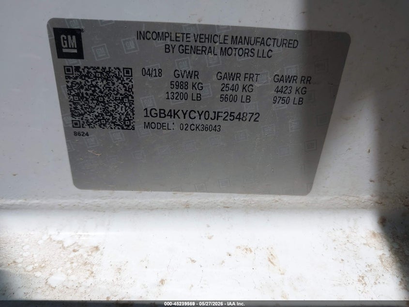 2018 Chevrolet Silverado VIN 1GB4KYCY0JF254872 IAAI salvage auction — NORMAL WEAR, SF97 (South Dakota), sold $12,100 on 2026-07-09 (photo 7)