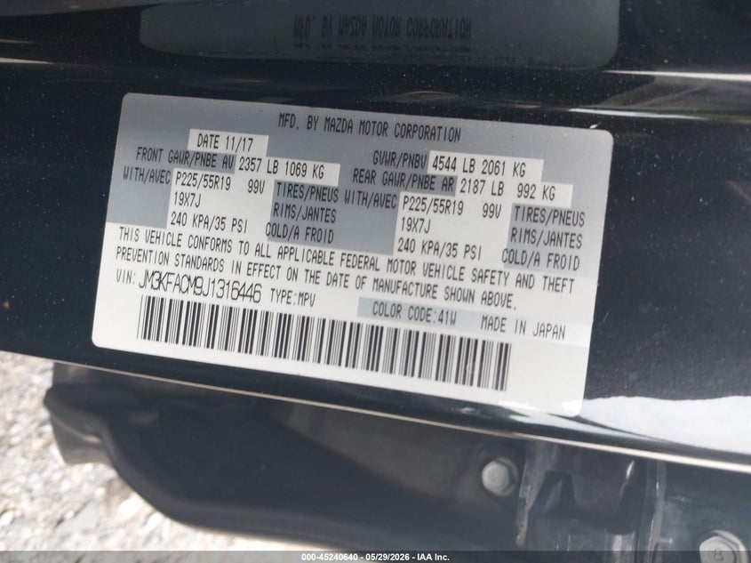 2018 Mazda Cx-5 VIN JM3KFACM9J1316446 IAAI salvage auction — RIGHT SIDE, Salvage (Georgia), sold $3,450 on 2026-07-28 (photo 9)