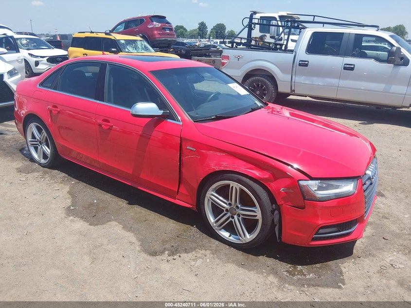2014 Audi S4 VIN WAUKGAFL5EA098453 IAAI salvage auction — FRONT & REAR, Salvage Title, sold $750 on 2026-07-15 (photo 1)