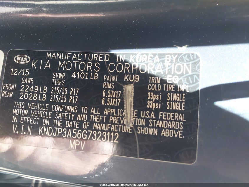 2016 Kia Soul VIN KNDJP3A56G7323112 IAAI salvage auction — SIDE, Salvage Title, sold $600 on 2026-07-21 (photo 9)