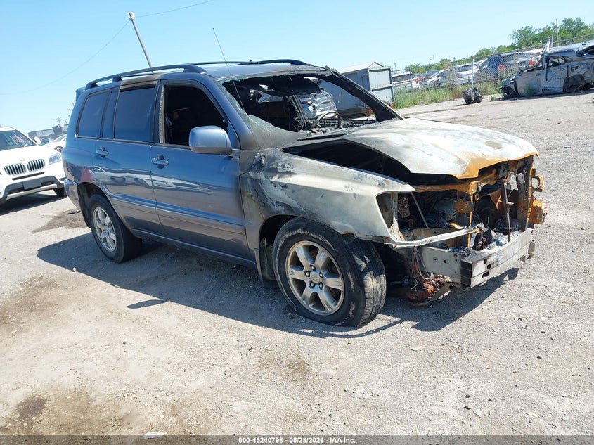 2007 Toyota Highlander VIN JTEHP21A570196265 IAAI salvage auction — EXTERIOR BURN, Scrap (Michigan), sold $350 on 2026-07-09 (photo 1)