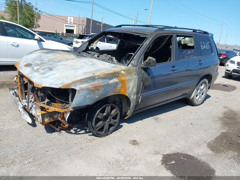 2007 Toyota Highlander VIN JTEHP21A570196265 IAAI salvage auction — EXTERIOR BURN, Scrap (Michigan), sold $350 on 2026-07-09 (photo 2)