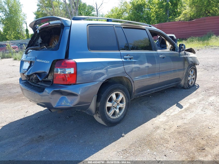 2007 Toyota Highlander VIN JTEHP21A570196265 IAAI salvage auction — EXTERIOR BURN, Scrap (Michigan), sold $350 on 2026-07-09 (photo 4)