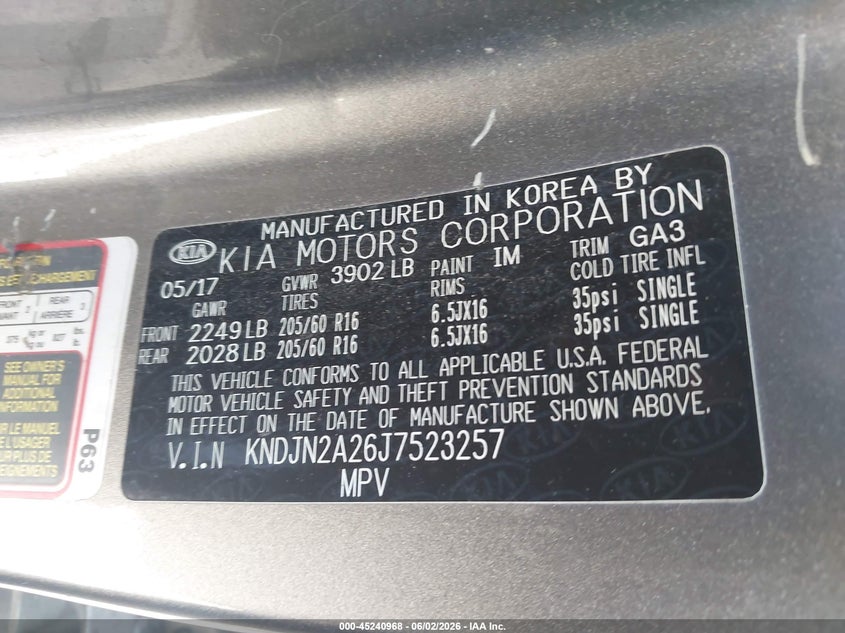 2018 Kia Soul VIN KNDJN2A26J7523257 IAAI salvage auction — LEFT & RIGHT, Salvage Title, sold $1,500 on 2026-07-17 (photo 9)