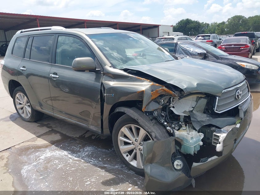 2009 Toyota Highlander hybrid VIN JTEEW44A592034396 IAAI salvage auction — RIGHT FRONT, Salvage (Texas), sold $1,500 on 2026-07-07 (photo 1)