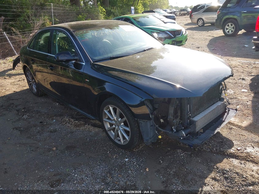 2014 Audi A4 VIN WAUFFAFL2EN037378 IAAI salvage auction — FRONT END, Clear (Indiana), sold $1,350 on 2026-07-11 (photo 1)