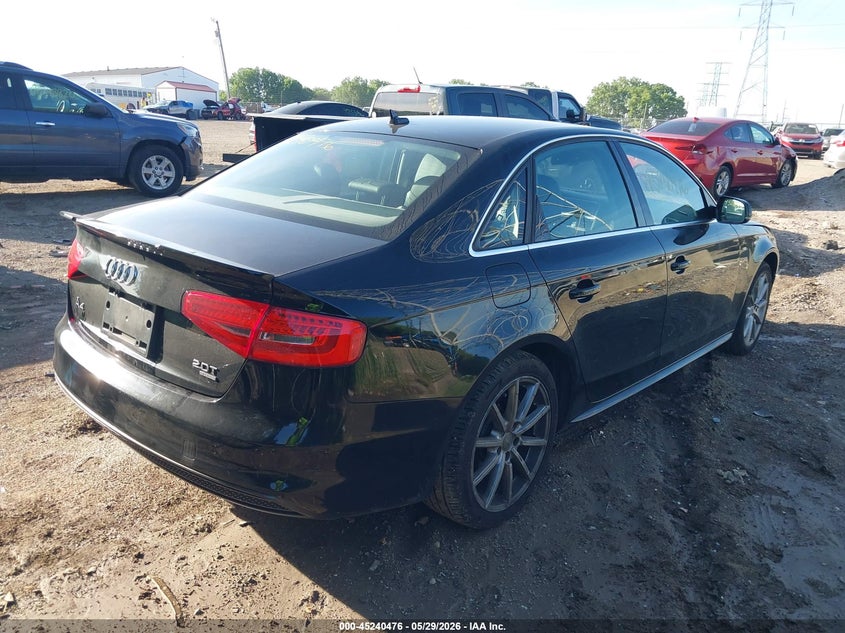 2014 Audi A4 VIN WAUFFAFL2EN037378 IAAI salvage auction — FRONT END, Clear (Indiana), sold $1,350 on 2026-07-11 (photo 4)