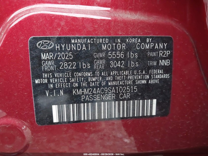2025 Hyundai Ioniq 6 VIN KMHM24AC9SA102515 IAAI salvage auction — SIDE, Salvage Title, sold $7,250 on 2026-07-22 (photo 9)