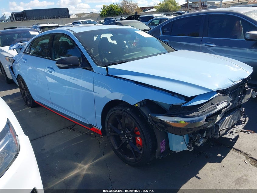 2025 Hyundai Elantra n VIN KMHLW4DK0SU030377 IAAI salvage auction — FRONT & REAR, Salvage Title, sold $3,250 on 2026-07-15 (photo 1)