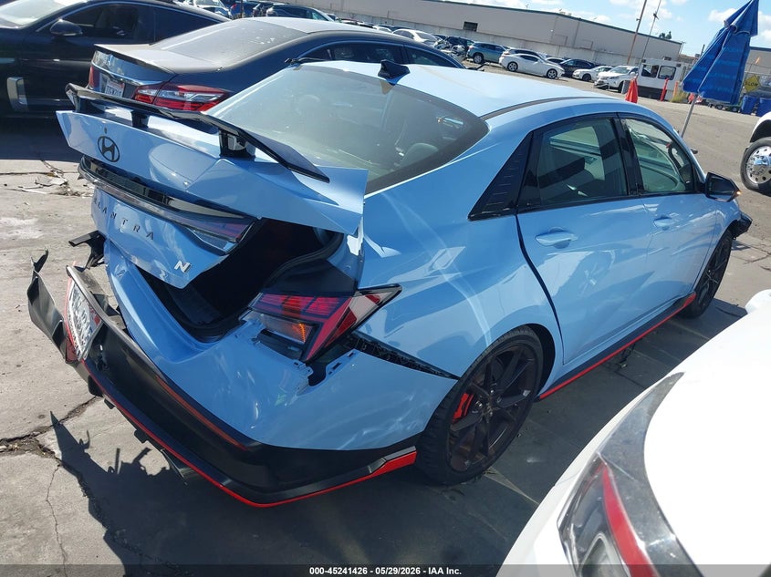 2025 Hyundai Elantra n VIN KMHLW4DK0SU030377 IAAI salvage auction — FRONT & REAR, Salvage Title, sold $3,250 on 2026-07-15 (photo 4)