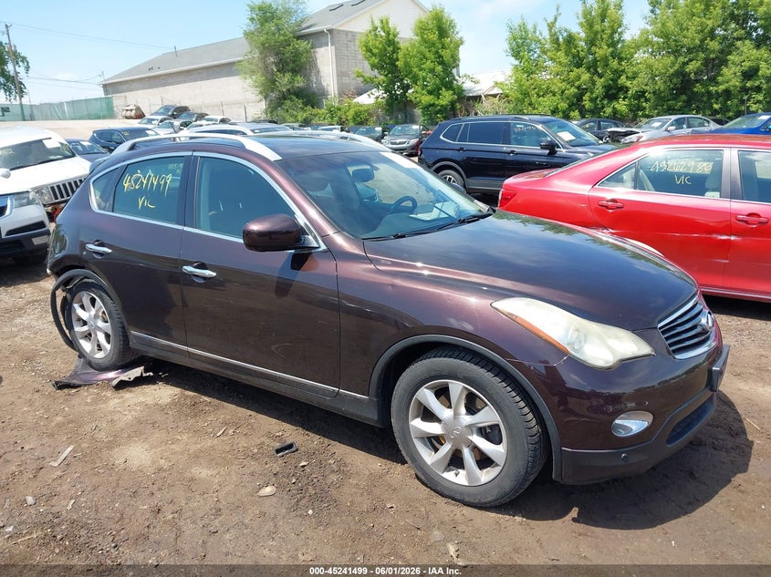 2010 Infiniti Ex35 VIN JN1AJ0HR1AM757099 IAAI salvage auction — REAR END, Prior Salvage (Minnesota), sold $1,300 on 2026-07-15 (photo 1)