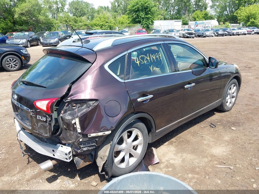 2010 Infiniti Ex35 VIN JN1AJ0HR1AM757099 IAAI salvage auction — REAR END, Prior Salvage (Minnesota), sold $1,300 on 2026-07-15 (photo 4)