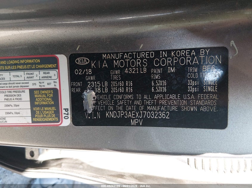 2018 Kia Soul ev + VIN KNDJP3AEXJ7032362 IAAI salvage auction — FRONT & REAR, Salvage Title, sold $725 on 2026-07-16 (photo 9)